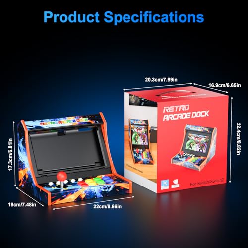 Retro Arcade Machine for Switch/OLED/Switch 2 with Screenshot Icon Button, Orange and Blue (Screen Not Included) - color: Orange and Blue