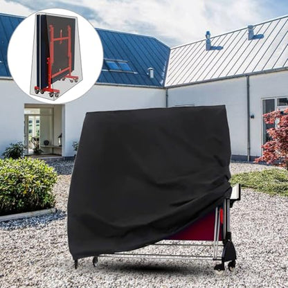 Ping Pong Table Cover, Fits Folding Table Tennis - Heavy Duty Oxford Cloth Waterproof and Scratch Resistant Folding Table Cover - color: Black