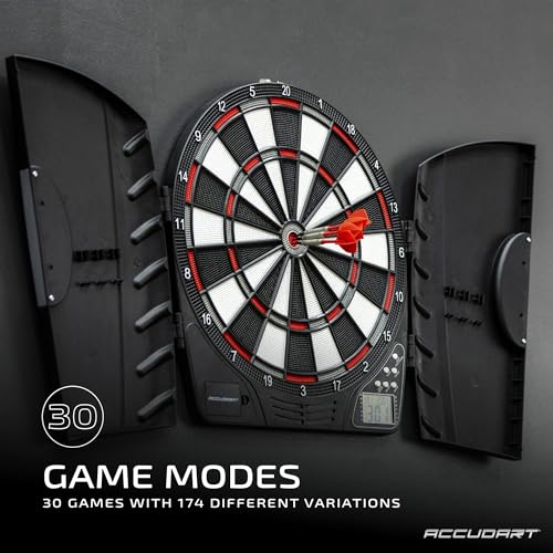 Accudart Spark Electronic Dartboard – 30 Games, 174 Variations, Computer Challenge Mode, Easy‑Read LED Scoring for Up to 8 Players – Includes 6 Soft‑Tip Darts & Extra Tips