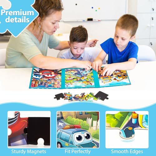 Magnetic Car Puzzles for Toddlers 3-5, 9-12-16 Pieces - Ages 4-6 - Educational Learning Toys for Boys & Girls - style: Car
