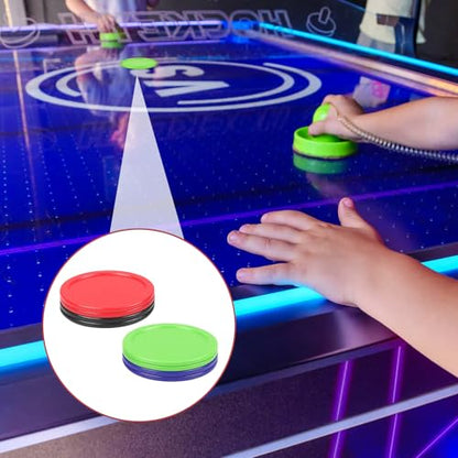 2.5 Inch Hockey Pucks, 8 Pcs Air Hockey Pucks Set Durable Puck for Air Hockeys Table - color: Black, red, green, blue