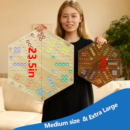 15 in Wahoo Board Game, Marble Board Game for 4-6 Players, Fast Track Board Game with Complete Accessories, Classic Board Game for Game Night, Parties - color: Small, Wood Log