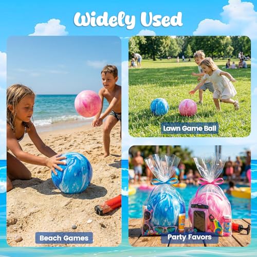 AMOR PRESENT 2PCS Inflatable Playground Balls, 8.7 Inch Marbleized Bouncy Balls Rubber Kickballs Giant Dodgeballs, for Indoor Outdoor Ball Games