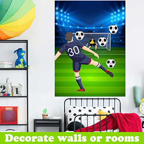 PLULON Soccer Party Games for Kids Pin The Soccer on The Goal Birthday Party Games Football Poster with Soccer Ball Stickers for Soccer Birthday Party Supplies Classroom Family Activities - style: Soccer