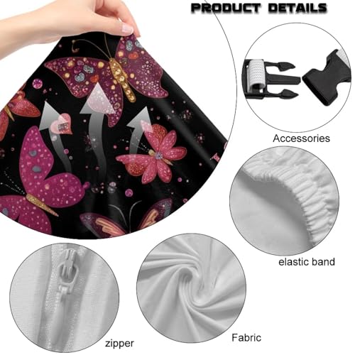 Suobstales Butterfly Heart Love Pattern Gaming Chair Cover, 4pc/Set Office Chair Cover with Armrest/Back Covers/Chair Seat Cover, Stretch Computer Video Game Office Chair Cover Valentine's Day Decor - color: Butterfly Heart Love