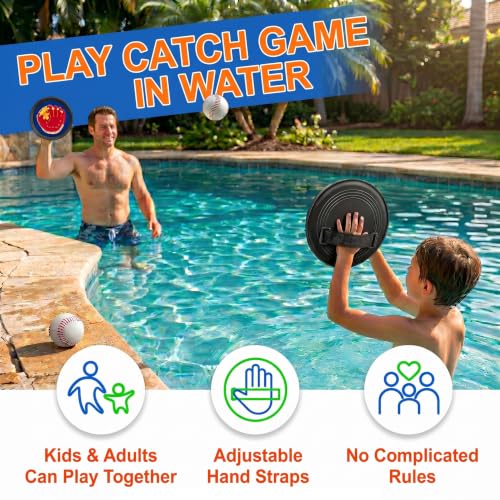 Clap&Leap Toss and Catch Ball Set, Outdoor Games, Kids Toddler Baseball Glove & Catch Ball Toys, Easy to Use Sticky Balls, Fits All Hand Sizes, for Beach Yard Pool Outside (Upgraded)