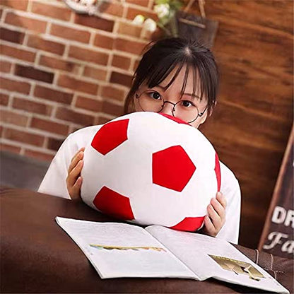 AOQI Plush Soccer Balls - Fluffy Stuffed Toy Soccer Ball Plush Pillow Soft Durable Stuff Soccerball Gift for Kids Boy Baby (Red - White,7.8inch/20cm) - color: Red - White, size: 7.8inch/20cm