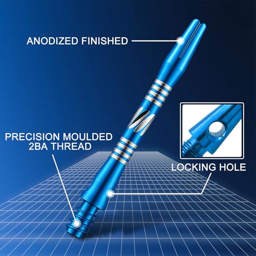 24/18Pcs Dart Flights and Stems Sets Durable Metal Stems, Colourful Dart Flights and Stems Combination, Aluminium 2BA Threaded Dart Fittings (Multi-Size Set) - color: blue