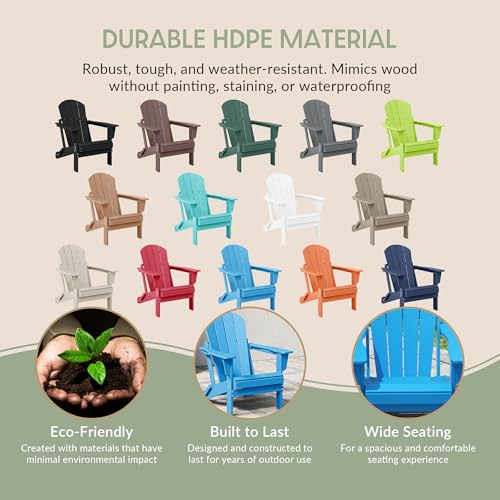 WestinTrends Malibu 2 Piece Set Outdoor Folding Poly Adirondack Chair, Pacific Blue - color: Pacific Blue, size: 2 Chair