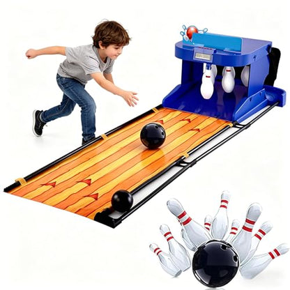 Electronic Bowling Alley Game for Home, 3.5m Indoor Bowling Game with LED Scoreboard, Auto Reset, Lighting and Sound Effects, Bowling