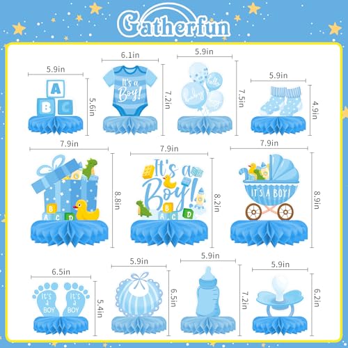 Boy Baby Shower Decorations Set - Kit with blue Honeycomb Centerpiece, Baby Reveal & Themed Table Decor for the Baby Boy Shower Decorations - style: Boy
