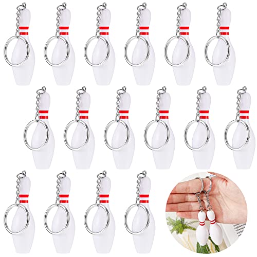 Jeyiour 16 Pack Bowling Pin Keychain 2.8 Inch Sport Keychain Bowling Party Favors for Backpack Sports Souvenir Favors, Victory Parties, Gifts for Athletes