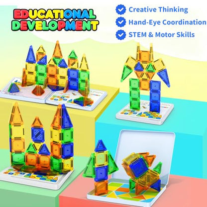 Mini Magnetic Tiles Travel Set with Case 42pcs, Bonus Sudoku Play, Mini Magnetic Blocks, Portable Travel Toy for Kids, STEM Educational Sensory Toys, Classroom Must Have - style: SUDOKU-42pcs