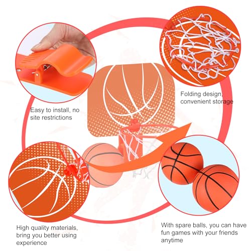 Honoson 3 Sets Indoor Trash Can Basketball Game Set Includes 3 Mini Clip on Basketball Hoop with Backboard 6 Inflatable Ball Pump Office Decompression Toy Birthday Gift Back to School(Fresh) - color: Fresh