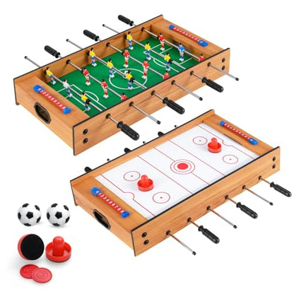 GYMAX 2 in 1 Multi Game Table, Tabletop Foosball Table & Hockey, Combo Game Table Set with Complete Accessories for Kids & Adults, Home, Game Room, Party, Family Nights