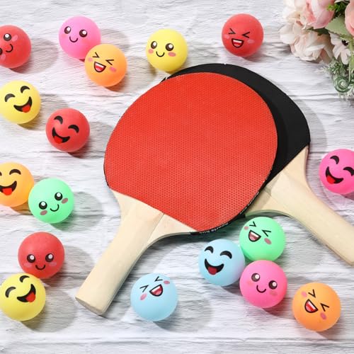 24 Pcs Novelty Table Tennis Balls 3 Special Emotion Face Cute Table Tennis Balls Accessories for All Golfers Birthday Fun Gift Game Art Pet - color: Multicolor