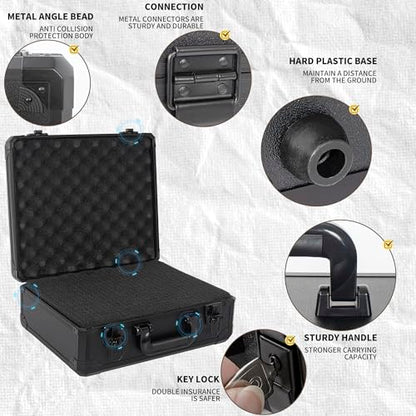 15 Inch Carrying Case With Customizable Pre-Diced Foam, Aluminum Case, Aluminum Alloy Sturdy Build, Storage Case for Microphone, Equipment, Camera, Tools, Recorder, etc - size: 15x13x6 Inch