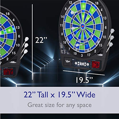 Viper Ion Illuminated Electronic Dartboard, 15.5 in Regulation Target, LED Segments, 48 Games, 8 Players, 6 Darts Included
