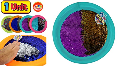 JA-RU Sequin Flyer Soft Frisbee-Disk Toy (1 Frisbee Assorted) Flying Disc for Kids and Adults, Boys and Girls. Beach Pool Indoor and Outdoor Throwing Games. Birthday Gifts - size: 1 Unit