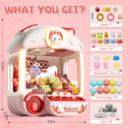 Large Claw Machine for Kids, Bunny Vending Machines Toys for Girls 4-6, Mini Candy and Prize Electronic Dispenser Game with Sound Lights, Idea Birthday Gift for 3 4 5 6 Year Old Girl Boy - color: Pink
