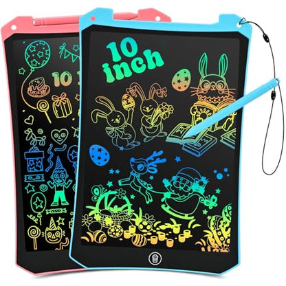 EooCoo Toddler Toys, LCD Writing Tablet for Kids 2 Pack, Kids Travel Essentials Drawing Pads, Toddler No Mess Coloring Sensory Educational Learning Toys, Age 3-5 Boys Girls Gifts - 10 Inch - color: 10”pink&blue