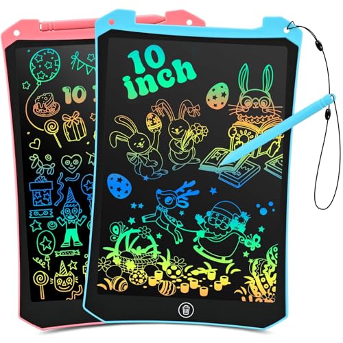 EooCoo Toddler Toys, LCD Writing Tablet for Kids 2 Pack, Kids Travel Essentials Drawing Pads, Toddler No Mess Coloring Sensory Educational Learning Toys, Age 3-5 Boys Girls Gifts - 10 Inch - color: 10”pink&blue