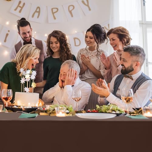 QZYL 12 PCS Brown Plastic Tablecloths, 54 in x 108 in Dinner Table Cloths, Rectangle Table Cover for Birthday Party Family Gathering Wedding - color: Brown, size: 12pcs 54x108 in