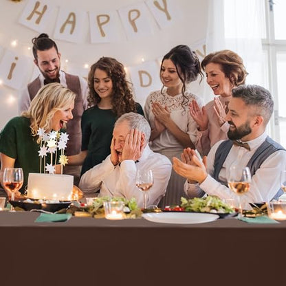 QZYL 12 PCS Brown Plastic Tablecloths, 54 in x 108 in Dinner Table Cloths, Rectangle Table Cover for Birthday Party Family Gathering Wedding - color: Brown, size: 12pcs 54x108 in