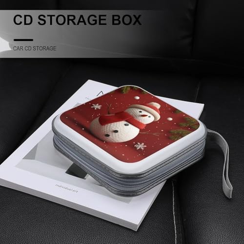 Cute Snowman Golf Ball-shaped Head CD Case DVD Storage Case Portable for Car Home Travel