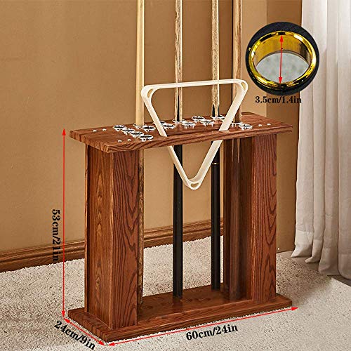 EXOGUN Home Ball Cue Stand Rack Pool Stick Holder Billiard Cue Racks Holds 16 Cues Fishing Rod Rack Solid Hardwood Floor Stand for Pool Bars, Clubs Free-Standing Floor Cue Rack Holds(Walnut)