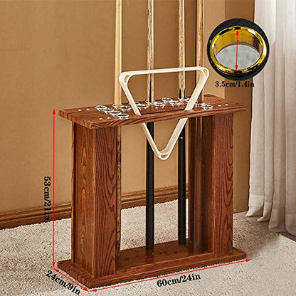 EXOGUN Home Ball Cue Stand Rack Pool Stick Holder Billiard Cue Racks Holds 16 Cues Fishing Rod Rack Solid Hardwood Floor Stand for Pool Bars, Clubs Free-Standing Floor Cue Rack Holds(Walnut)