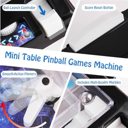 Mini Pinball Machine Game - Electronic Tabletop Pinball Toy with Lights and Digital Scoreboard, Fun Retro Arcade Machine for Kids and Adults, Party Gift