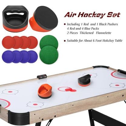 Air Hockey Pushers Air Hockey Pucks &Paddles,Goal Handles Paddles Replacement Accessories for Game Tables Include 2 Pushers, 4 Red &4 Blue Pucks