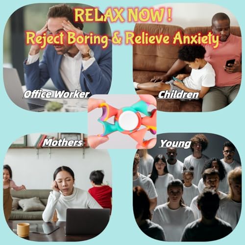 4 Pack Fidget Spinner with Suction Cup - Safe and Soft Sensory Anxiety Relief Toy for Adults and Kids 8-12 | Perfect Suction Dart Target Game, Classroom Focus Tool & Party Favors