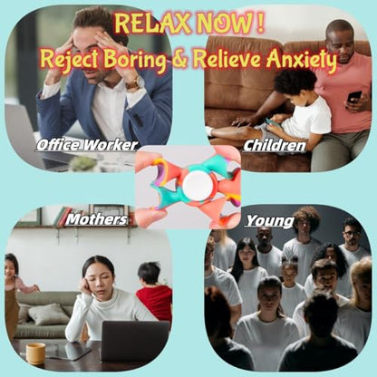 4 Pack Fidget Spinner with Suction Cup - Safe and Soft Sensory Anxiety Relief Toy for Adults and Kids 8-12 | Perfect Suction Dart Target Game, Classroom Focus Tool & Party Favors