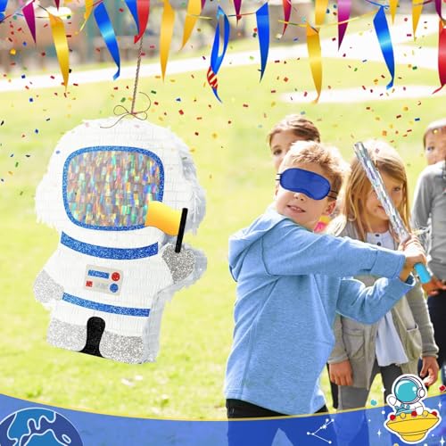 WERNNSAI Astronaut Piñata - Space Party Decorations Space Piñata Bundle with Blindfold and Bat Boy Birthday Decorations for Kids Family Birthday Games Supplies - style: Astronaut