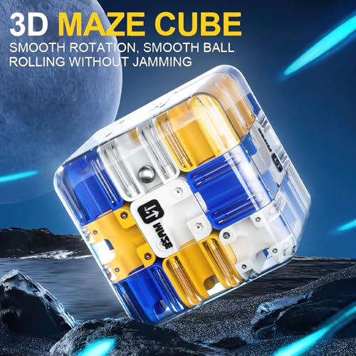 3D Cube Puzzles Fidget Toys - Brain Teaser Puzzles Toys Educational Learning Toys for Logical Thinking, Puzzle Maze Cube Easter Basket Stuffers Birthday Gifts (Blue) - color: Blue