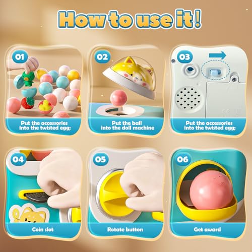 Skirfy Vending Machine Kids Toys 10 Empty Eggs Mini Vending Machine Erasers Operated Gumball Prize Machine Maker Game Claws Machine Easter Game Sensory Toys Dolls Gifts（Blue） - color: Blue