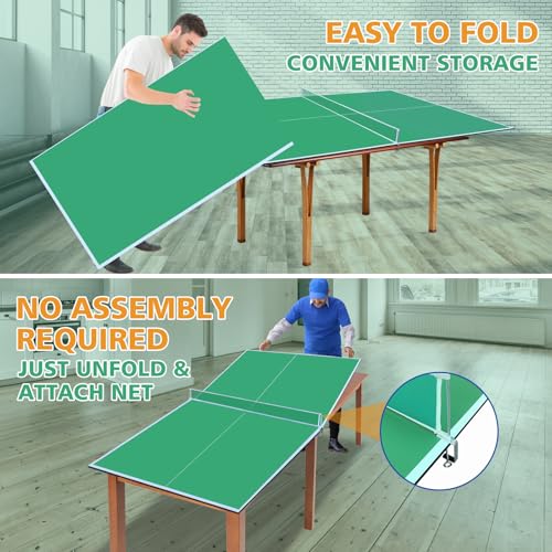 8ft Green Mid Size Ping Pong Conversion Top Foldable Portable Table Tennis Table Top for Indoor Games