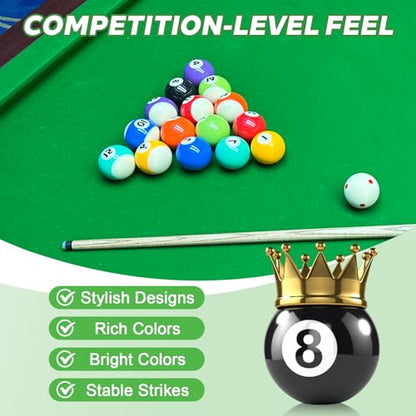 HMQQ Billiard Balls Set, Deluxe 2-1/4" Regulation Size Billiard Pool Balls for Replacement (16 Resin Balls)