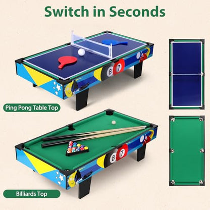 4-in-1 Multi Game Table – Air Hockey, Foosball, Pool & Table Tennis Combo Set, Stackable Design for Family Game Room