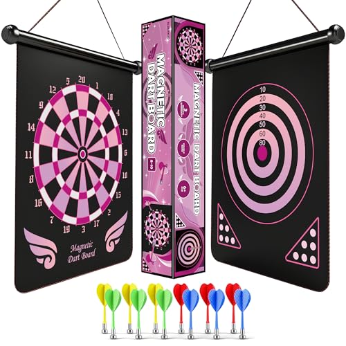 Gifts for 6 7 8 9 10 11 12 13 14 15 16 Years Old Girl Boys, Outdoor Games Activities Toys for Kids 8-12, Magnetic Dart Board, Teen Gift Ideas for Christmas, Birthday - style: Pink