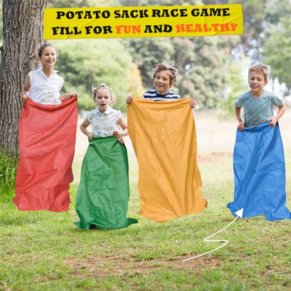 29 PCS Potato Sack Race Bags, Outdoor Games Sack Race Bags Set Includes 3-Legged Race Bands, Egg Spoon Relay Race, Plastic Medals, Carnival Outdoor Lawn Party Field Day Games for Adults & Family