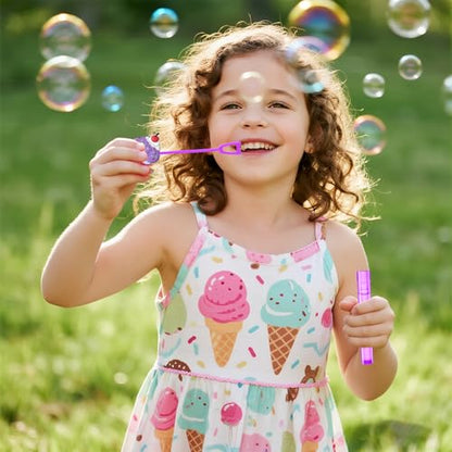 Winrayk Ice Cream Party Favors, 24Pcs Self-designed Mini Bubble Wands for Kids Bubbles Bulk with Detachable Topper (6 Colors), Two Sweet Birthday Gift Pinata Filler Goodie Bag Stuffer Classroom Prizes - style: Ice Cream