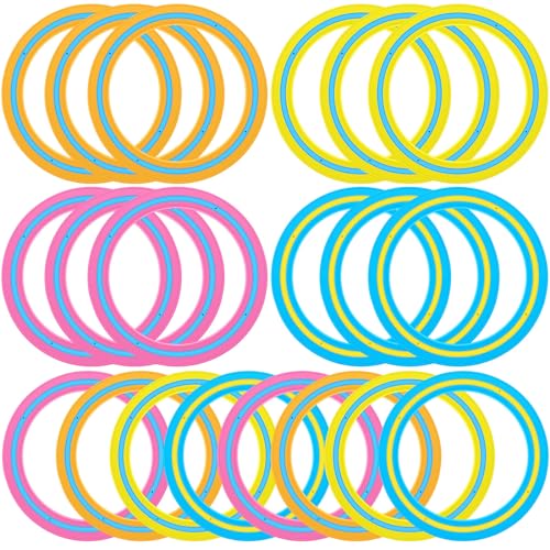 Jenaai 20 Pcs Flying Disc 10 Inch Flying Ring Disc Toy for Adults and Kids Family Outdoor Beach Pool Lawn Backyard Garden Sport Playing Toss Gift Interaction Game(Orange, Rose Pink, Yellow, Blue)