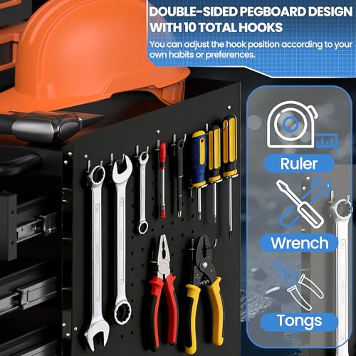 Metal Garage Storage Cabinet with Wheels, Rolling Tool Cabinet with 6 Drawers, Heavy Duty Tool Cabinet with Workbench, Assembly Required, Black - color: Black, style: 6 Drawers