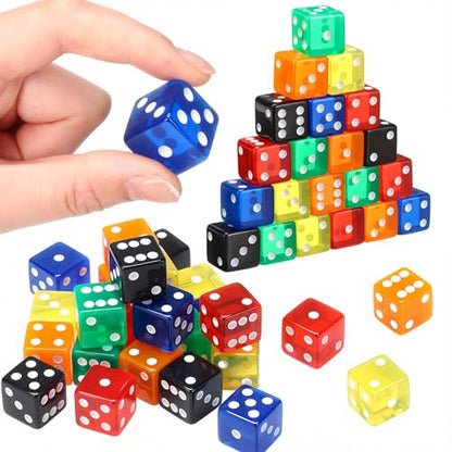 Seenelling 36 Piece 19 mm Casino Style Craps Dice Sets Acrylic and Translucent D6 Dice, Square W/Rounded Edge for Casino, Craps, Table Games and Board Games (Fashion Color) - color: Fashion Color