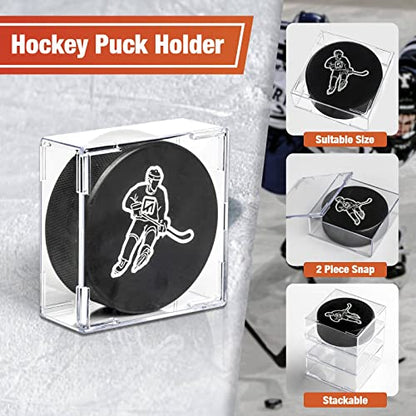 12-Count Hockey Puck Holder - Cube Square Hockey Puck Display Cases, 2-Piece Snap Clear Hockey Puck Holder, Official Size Hockey Puck Display Boxes - size: 12 Pack ‎Hockey Puck Display Case