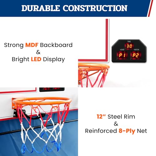 BAGAIL Basketball Arcade Game, Electronic Basketball Shooting Game, Arcade Sounds, Foldable Frame, 3 Balls, Inflation Pump, Ideal Indoor Sport Games - Single Shot - style: Single Shot