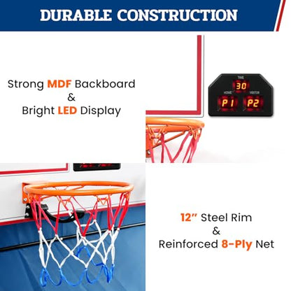 BAGAIL Basketball Arcade Game, Electronic Basketball Shooting Game, Arcade Sounds, Foldable Frame, 3 Balls, Inflation Pump, Ideal Indoor Sport Games - Single Shot - style: Single Shot
